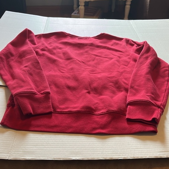 Hollister-S-red-scoopneck, long sleeve, kangaroo pocket, ribbed, sweatshirt. - Picture 2 of 12